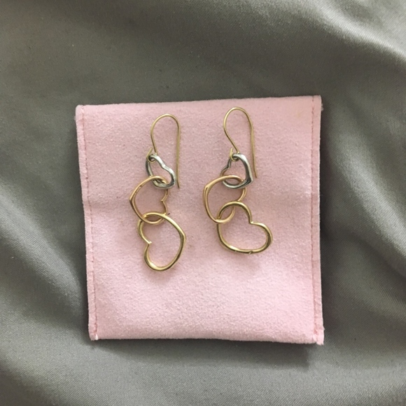 Jewelry - **NEVER WORN** Mixed Metals Heart Earrings